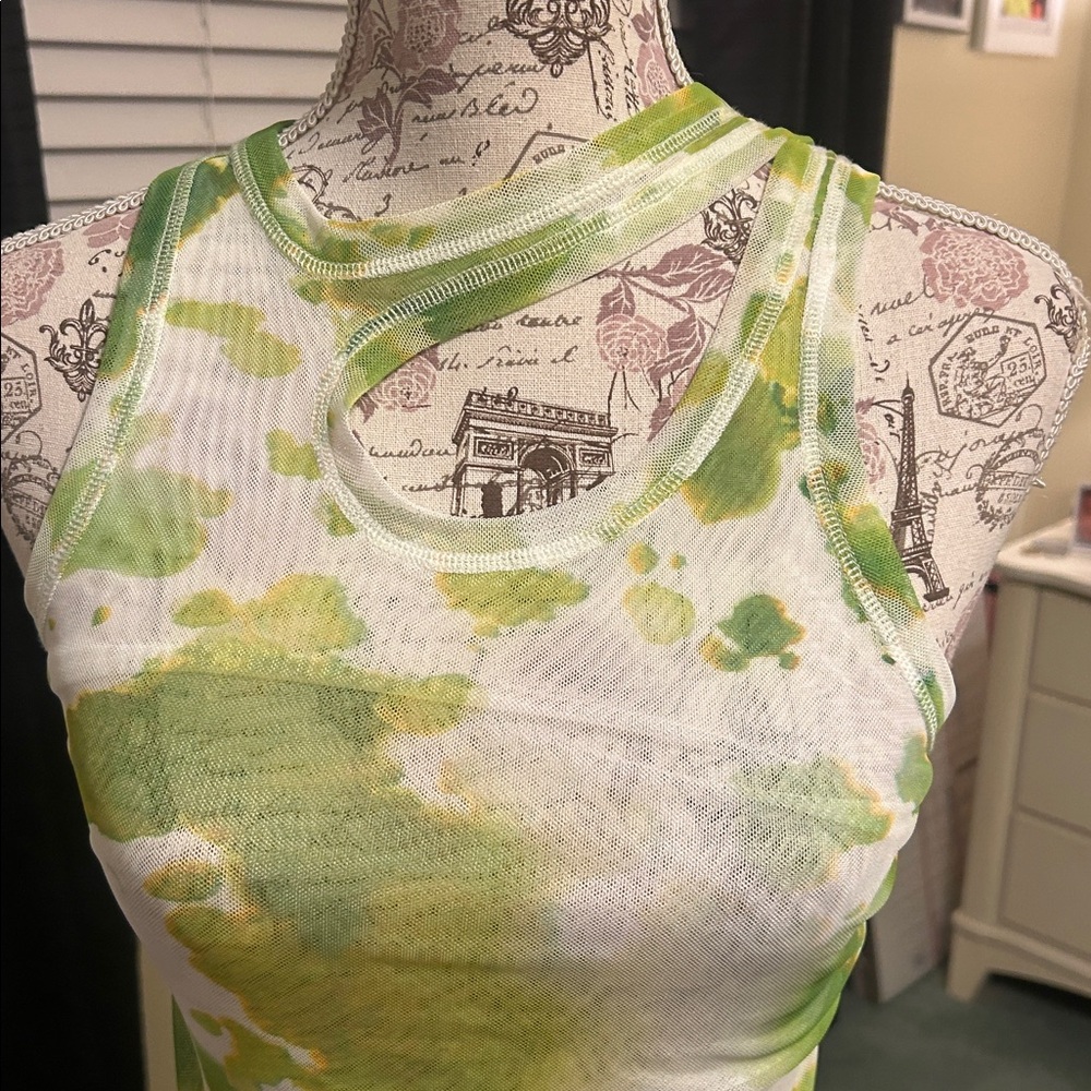 NWOT Ottolinger Green Tie-Dye Maxi Dress - Picture 5 of 6